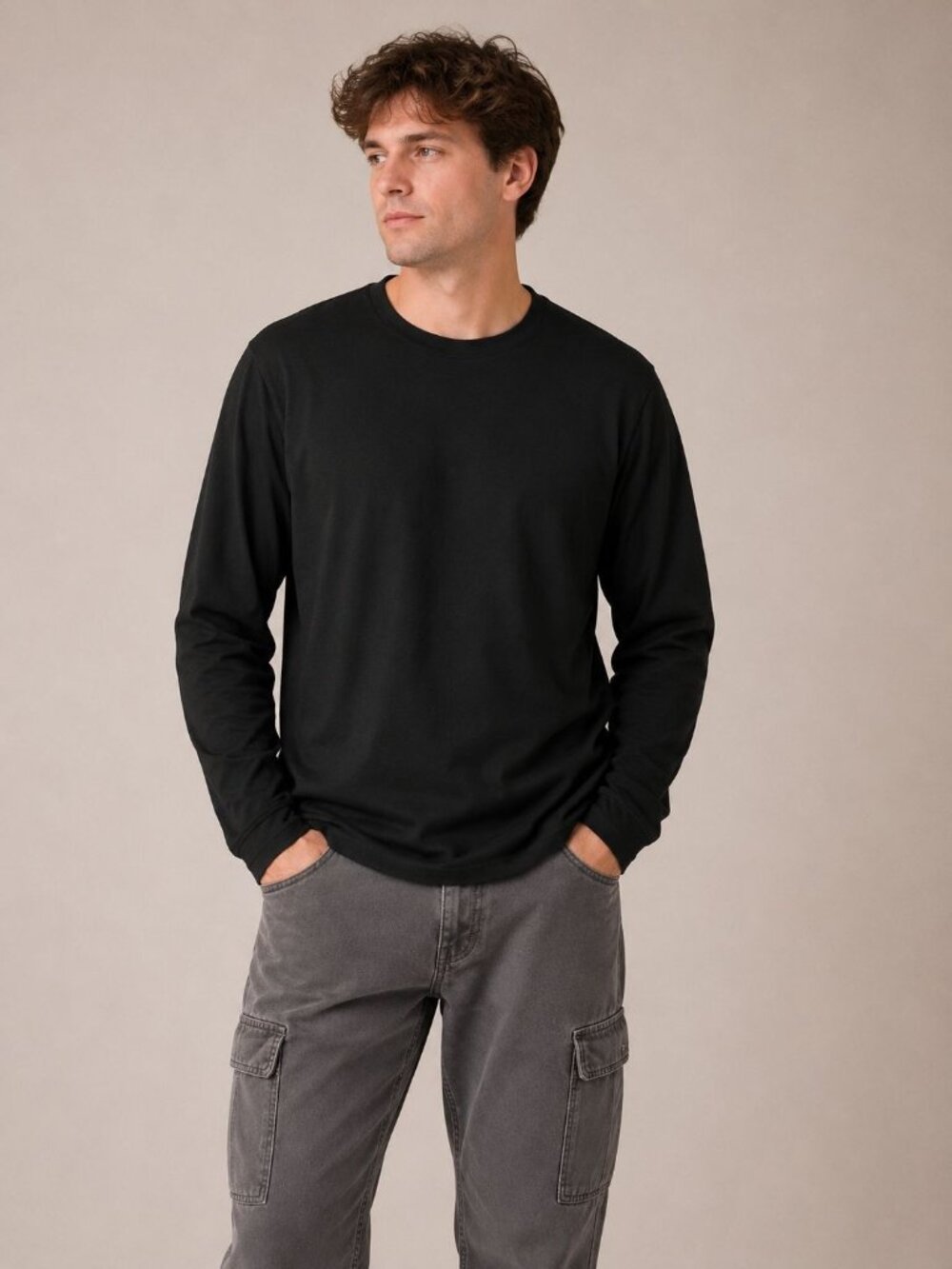Denali Black Long Sleeve Tee Minimalist Streetwear Basic Layering Shirt 3xl